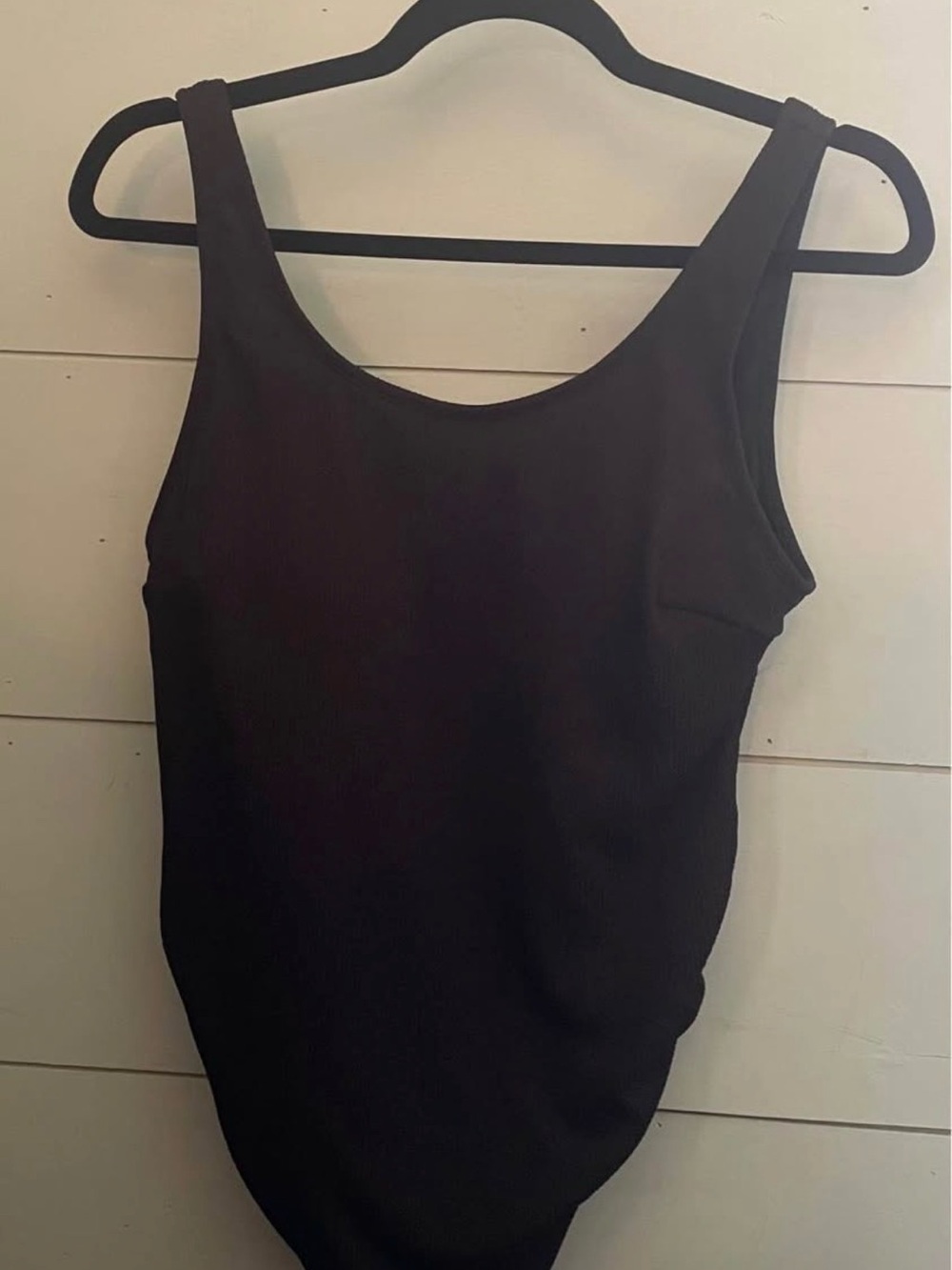 SHEIN Black Ribbed Tank One-Piece Swimsuit